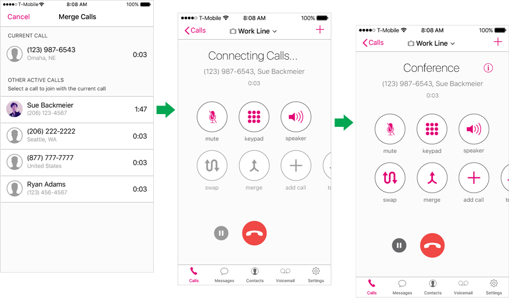 Merging calls on the iPhone